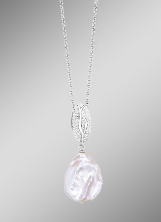 Anhänger mit Keshi-Perlen und synth. Zirkonia