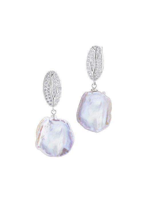 Ohrschmuck - Ohrringe mit Keshi-Perlen und synth. Zirkonia, in Farbe  Ansicht 2