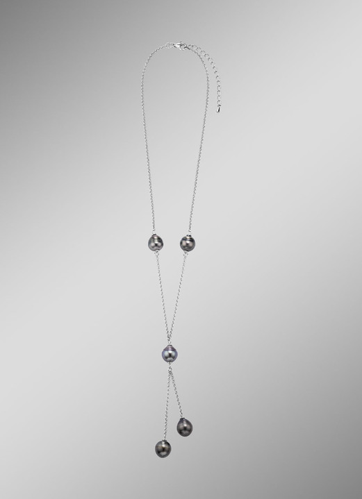 Halsketten - Halskette mit Tahiti-Zuchtperlen in Tropfenform, in Farbe  Ansicht 1