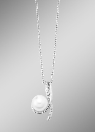 Anhänger mit Süßwasser-Zuchtperle und synth. Zirkonia