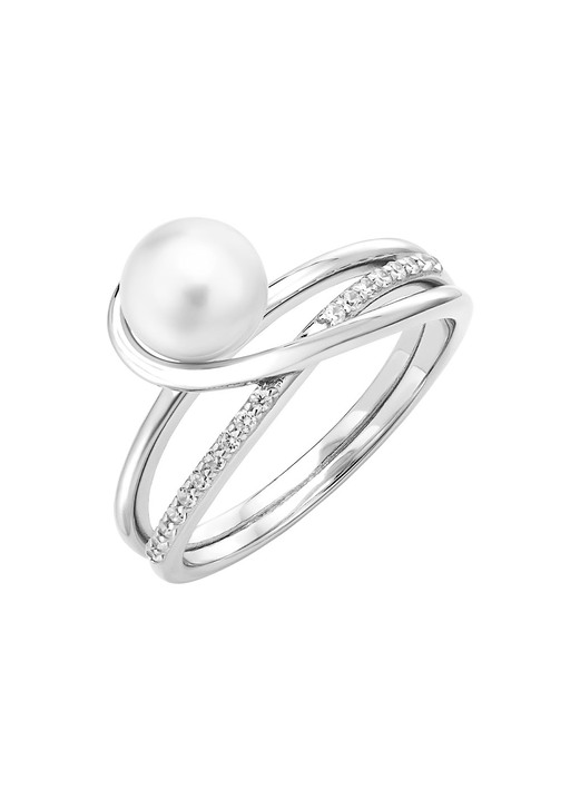 Ringe - Damenring mit Süßwasser-Zuchtperle und synth. Zirkonia, in Größe 160 bis 220, in Farbe  Ansicht 2