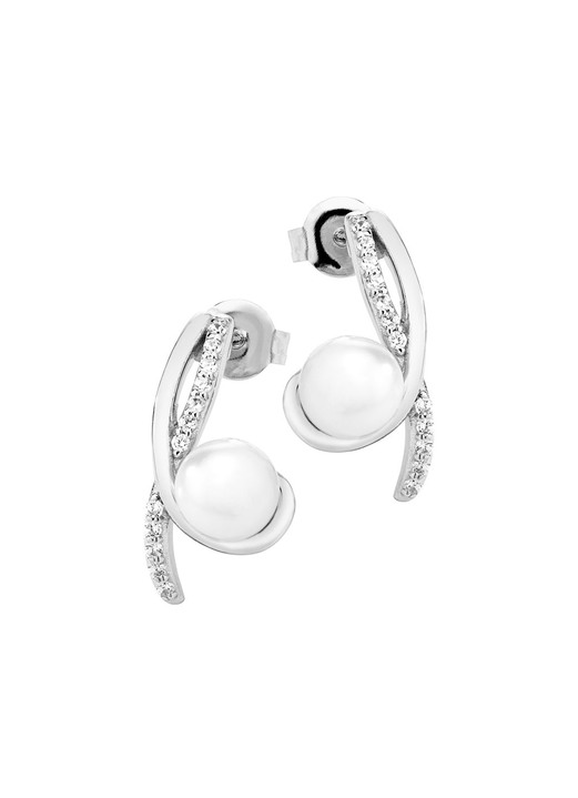 Ohrschmuck - Ohrstecker mit Süßwasser-Zuchtperlen und synth. Zirkonia, in Farbe  Ansicht 2