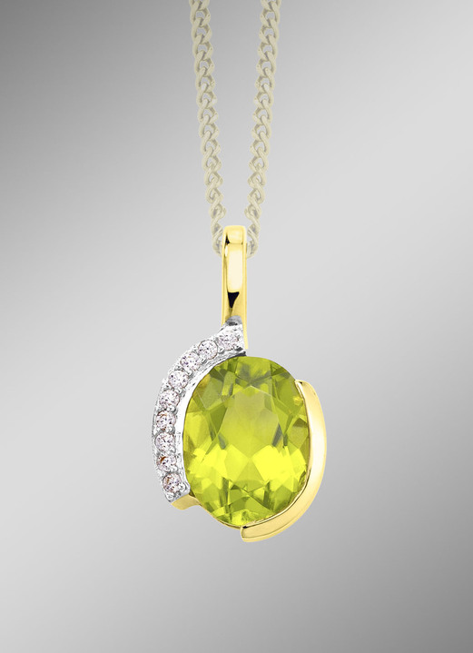 Anhänger - Anhänger mit echt Peridot und synth. Zirkonia, in Farbe  Ansicht 1
