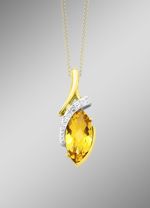 Anhänger - Anhänger mit echt Citrin und Diamant, in Farbe  Ansicht 1