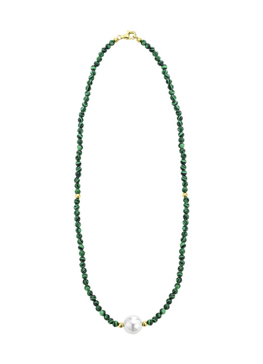 Halsketten - Halskette mit Perlenschimmer und Edelsteinglanz, in Farbe  Ansicht 2