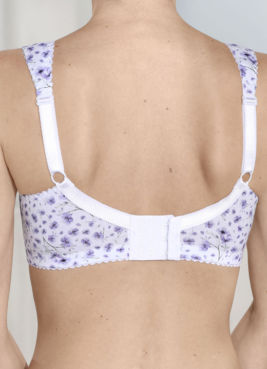 Laurina - Laurina BH mit hohem Baumwollanteil, in Größe 080 bis 110, in Cup B, in Farbe WEISS-LILA Ansicht 2