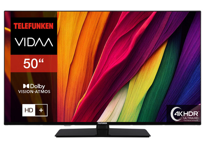 Fernseher - Telefunken 4K-UHD-Smart-LED-Fernseher, in Farbe SCHWARZ Ansicht 1