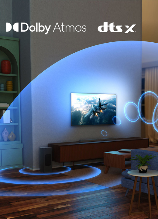 Heimkino - Philips Soundbar mit Subwoofer, in Farbe GRAU Ansicht 3