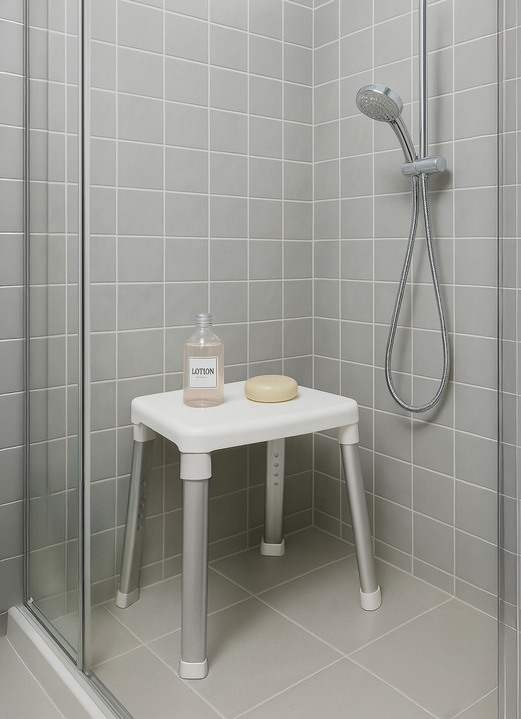 Badhilfen - Dusch- und Badehocker mit extra großer Sitzfläche, in Farbe WEISS Ansicht 1