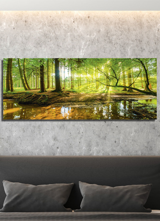 Landschaft - Hochwertiges Leinwandbild auf Holzrahmen , in Farbe GRÜN – Farbe GRÜN – Ansicht 