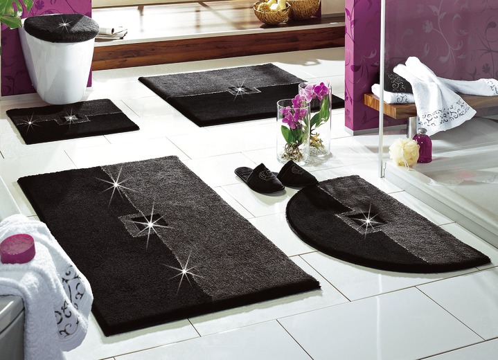 Badgarnituren - Seidenweiche Badgarnitur mit funkelnden Kristallen, in Größe 100 (Vorleger halbrund, 50/80 cm) bis 112 (WC-Deckel-Bezug mit Kordel), in Farbe APRICOT Ansicht 3