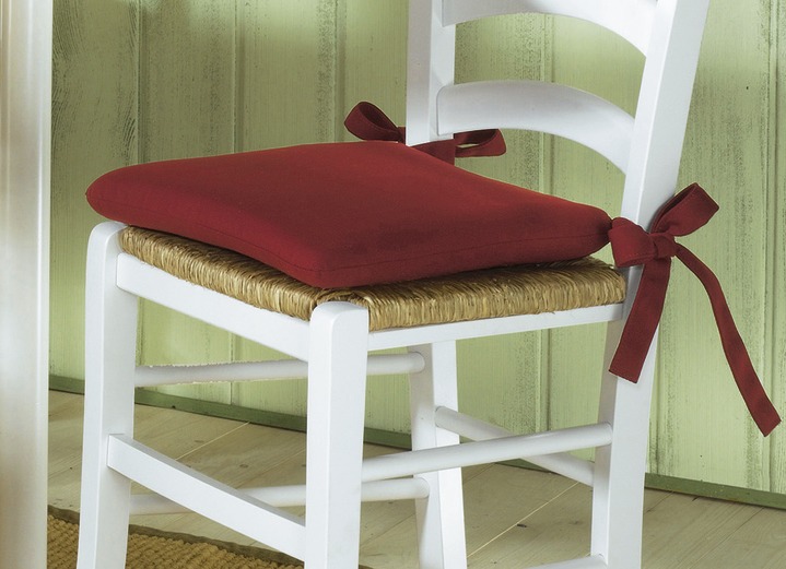 Wohnaccessoires - 2er-Set Sitzkissen mit Schleifenbändern, in Farbe BEIGE Ansicht 5