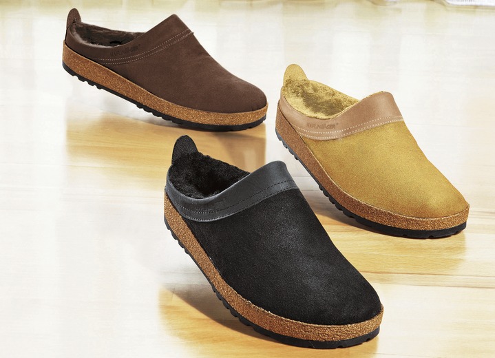 Damenmode - Lammfell-Clog für Damen und Herren von Haflinger, in Größe 036 bis 046, in Farbe SCHWARZ