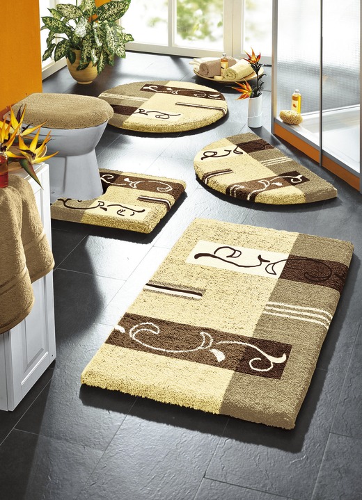 Badgarnituren - Supersoft Badgarnitur mit rutschhemmender Latexierung, in Größe 100 (Vorleger halbrund, 50/ 80 cm) bis 112 (Deckelbezug mit Kordel, 47/ 50 cm), in Farbe ANTHRAZIT Ansicht 5