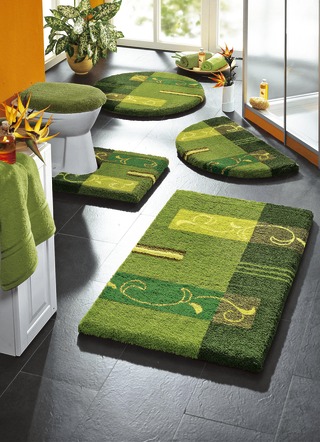 Badgarnituren - Supersoft Badgarnitur mit rutschhemmender Latexierung, in Größe 100 (Vorleger halbrund, 50/ 80 cm) bis 112 (Deckelbezug mit Kordel, 47/ 50 cm), in Farbe ANTHRAZIT