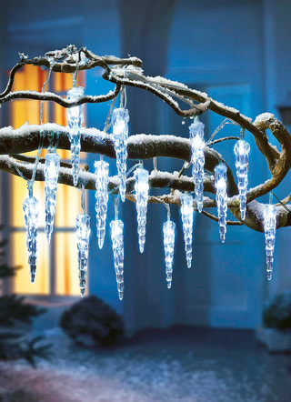 Außendekorationen - LED-Eiszapfen-Lichterkette, in Farbe KLAR, in Ausführung 20 LEDs