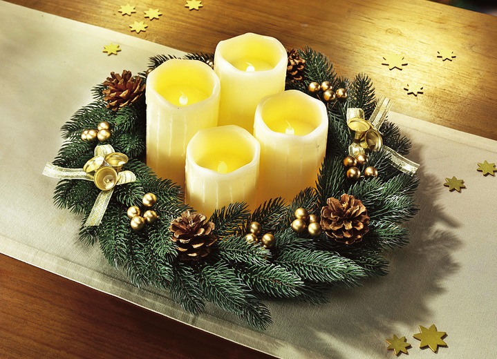 - Adventskranz mit LED-Echtwachs, in Farbe CREME