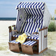 Gartenmöbel - Maritimer Strandkorb, in Farbe BLAU-WEISS