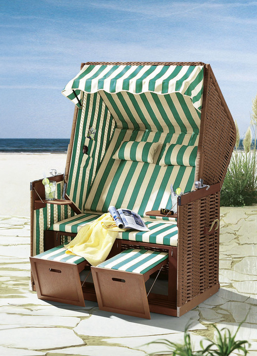 Gartenmöbel - Maritimer Strandkorb, in Farbe GRÜN-BEIGE Ansicht 1