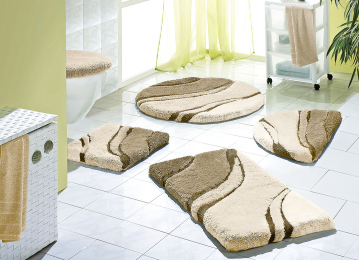 Kleine Wolke - Moderne Badgarnitur von Kleine Wolke, in Größe 100 (Vorleger halbrund, 50/ 80 cm bis 112 (WC-Deckelbezug mit Kordel, 47/ 50 cm)), in Farbe TAUPE Ansicht 1
