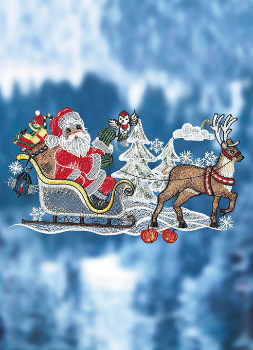 - Fensterbild Weihnachtsmann mit Schlitten, in Farbe BUNT