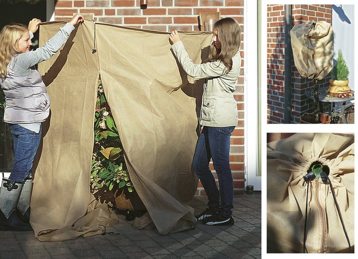 Gartenpflege - Winterschutz-Thermo-Mantel mit Reißverschluss, in Farbe BEIGE, in Ausführung 50x100 cm