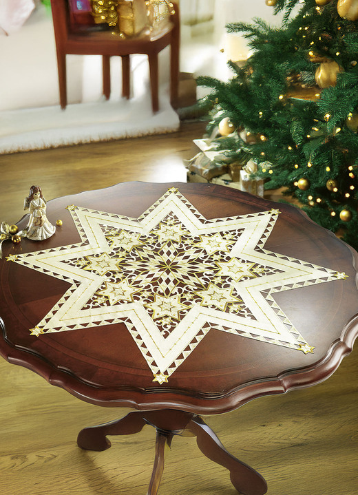Tischdecken - Wunderhübsch bestickte Tischdekoration Ansicht 7 Tischdecken - Wunderhübsch bestickte Tischdekoration, in Größe 130 (Stern, 2er-Set, ø 30 cm) bis 190 (Tischdecke, 85x85 cm), in Farbe ROT Ansicht 7