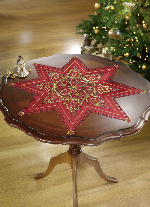 Tischdecken - Wunderhübsch bestickte Tischdekoration Ansicht 9 Tischdecken - Wunderhübsch bestickte Tischdekoration, in Größe 130 (Stern, 2er-Set, ø 30 cm) bis 190 (Tischdecke, 85x85 cm), in Farbe ROT Ansicht 9