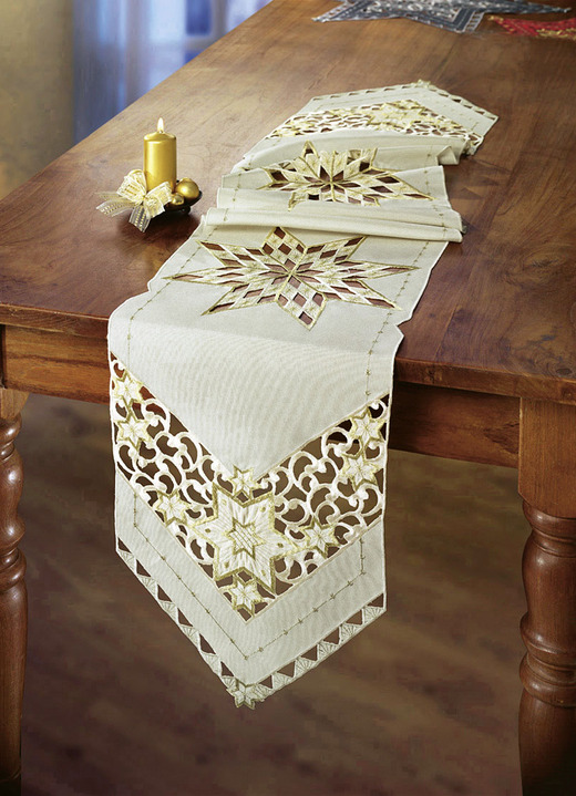 Tischdecken - Wunderhübsch bestickte Tischdekoration Ansicht 6 Tischdecken - Wunderhübsch bestickte Tischdekoration, in Größe 130 (Stern, 2er-Set, ø 30 cm) bis 190 (Tischdecke, 85x85 cm), in Farbe ROT Ansicht 6