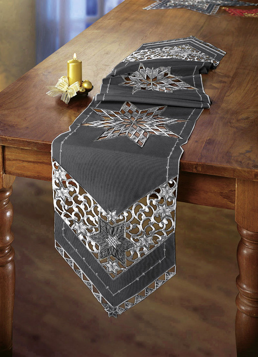 Tischdecken - Wunderhübsch bestickte Tischdekoration Ansicht 15 Tischdecken - Wunderhübsch bestickte Tischdekoration, in Größe 130 (Stern, 2er-Set, ø 30 cm) bis 190 (Tischdecke, 85x85 cm), in Farbe ROT Ansicht 15