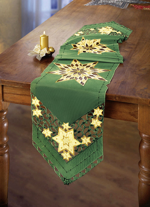 Tischdecken - Wunderhübsch bestickte Tischdekoration Ansicht 5 Tischdecken - Wunderhübsch bestickte Tischdekoration, in Größe 130 (Stern, 2er-Set, ø 30 cm) bis 190 (Tischdecke, 85x85 cm), in Farbe ROT Ansicht 5