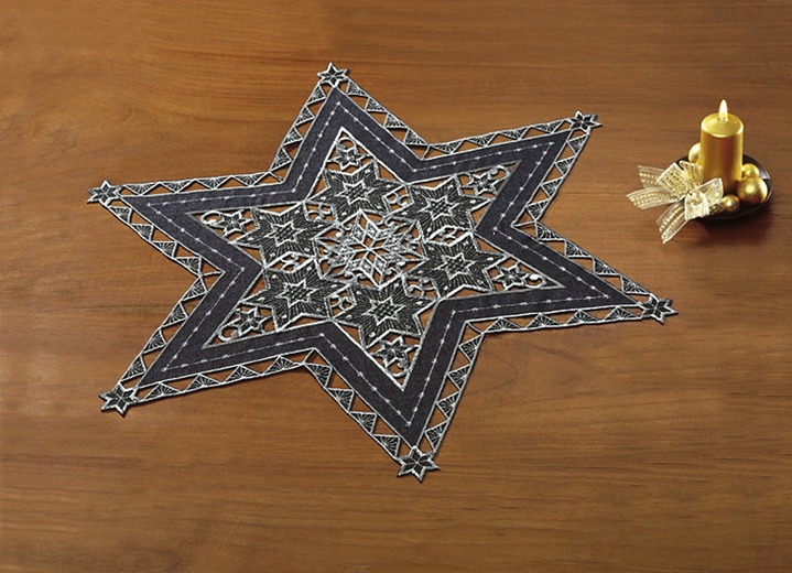 Tischdecken - Wunderhübsch bestickte Tischdekoration Ansicht 2 Tischdecken - Wunderhübsch bestickte Tischdekoration, in Größe 130 (Stern, 2er-Set, ø 30 cm) bis 190 (Tischdecke, 85x85 cm), in Farbe ROT Ansicht 2