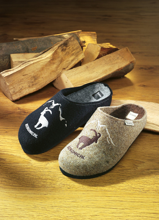 Weihnachtliche Geschenkideen - Herren-Hausschuh aus Wollfilz, in Größe 039 bis 046, in Farbe BEIGE