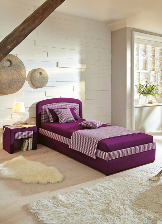 Wohnen - Polsterbett mit geräumigem Bettkasten, in Farbe BLAU, in Ausführung Federkern-Festposter, Liegehöhe 42 cm Ansicht 4