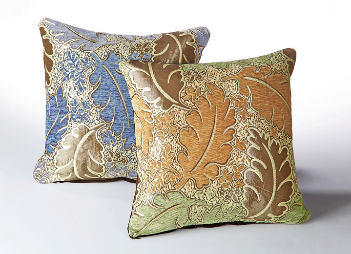 Wohnaccessoires - Gewebte Kissenbezüge, 2er-Set, in Größe 105 (2 Kissenhüllen, 40x40 cm) bis 110 (2 Kissenhüllen, 50x50 cm), in Farbe BLAU Ansicht 2