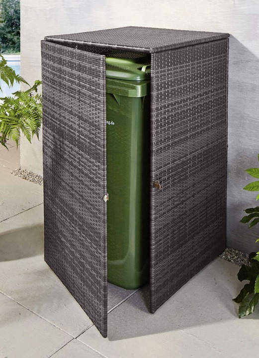 Garten - Mülltonnenschrank aus witterungsbeständigem Kunststoffgeflecht, in Farbe ANTHRAZIT, in Ausführung klein Ansicht 1