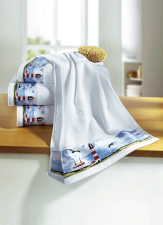 Handtücher - Frottierserie, in Größe 200 (1 Handtuch, 50x 100 cm) bis 205 (2 Gästehandtücher, 2 Handtüchern und 1 Duschtuch), in Farbe WEIß