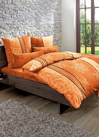 Bettwäschegarnituren - Renforcé Bettwäsche aus 100% Baumwolle – Farbe TERRA – Ansicht  Bettwäschegarnituren - Renforcé Bettwäsche aus 100% Baumwolle, in Größe 111 (40/80 cm + 135/200 cm) bis 412 (4-teiliges Set), in Farbe GRÜN – Farbe TERRA – Ansicht