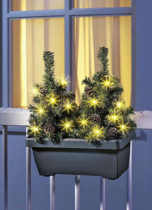 Garten - Balkonkasten mit LED-Bäumchen, in Farbe GRÜN