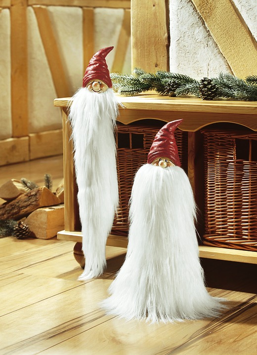 Weihnachten - Wichtel aus Steinharz, in Farbe WEISS-ROT, in Ausführung Kantenhocker Wichtel Ansicht 2