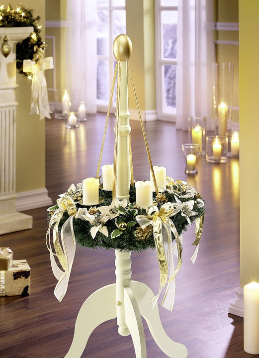 Weihnachtliche Dekorationen - Kranzständer aus hochwertigem Holz, in Farbe CREME-GOLD Ansicht 1