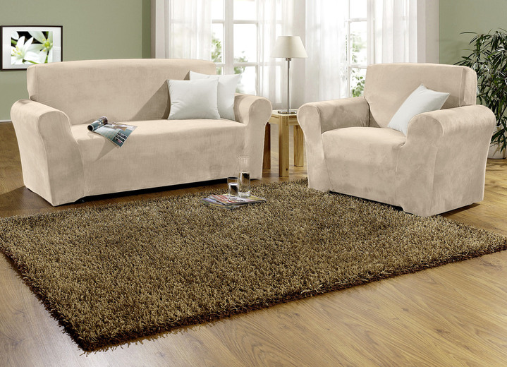 Sessel- & Sofaüberwürfe - Stretchbezüge mit Fleckschutz Ansicht 12 Sessel- & Sofaüberwürfe - Stretchbezüge mit Fleckschutz, in Größe 101 (Sesselbezug) bis 905 (Kissenbezug, 40x40 cm), in Farbe CAMEL Ansicht 12