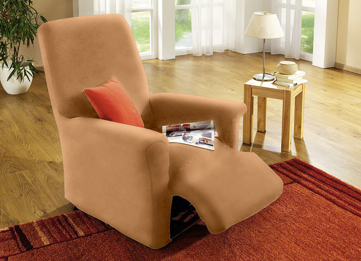 Sessel- & Sofaüberwürfe - Stretchbezüge mit Fleckschutz Ansicht 6 Sessel- & Sofaüberwürfe - Stretchbezüge mit Fleckschutz, in Größe 101 (Sesselbezug) bis 905 (Kissenbezug, 40x40 cm), in Farbe CAMEL Ansicht 6