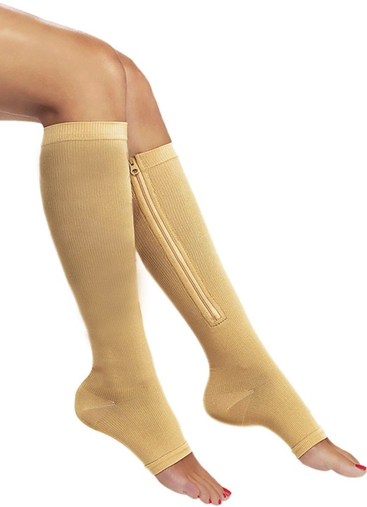 Gesundheitsstrümpfe - Zip Sox Kompressionsstrümpfe mit Reißverschluss, in Größe 1 (36–40) bis 2 (41–44), in Farbe BEIGE Ansicht 2