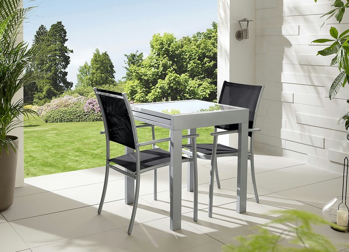 Garten - Balkon-Möbel Amalfi Deluxe mit Aluminium-Gestell, in Farbe TAUPE, in Ausführung Balkon-Ausziehtisch Ansicht 1