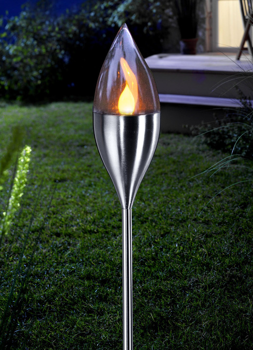 Garten - LED-Fackel Olympos mit Flackereffekt, in Farbe SILBER