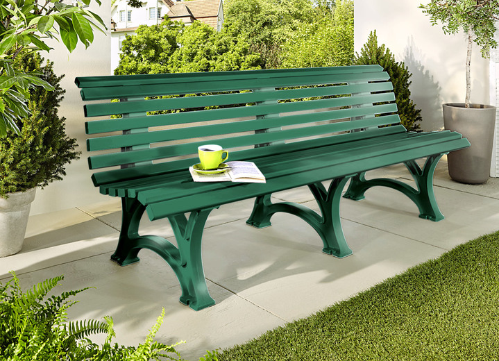 Gartenmöbel - Gartenbank aus hochwertigem Kunststoff, in Farbe GRÜN, in Ausführung Viersitzer „Borkum“ Ansicht 1