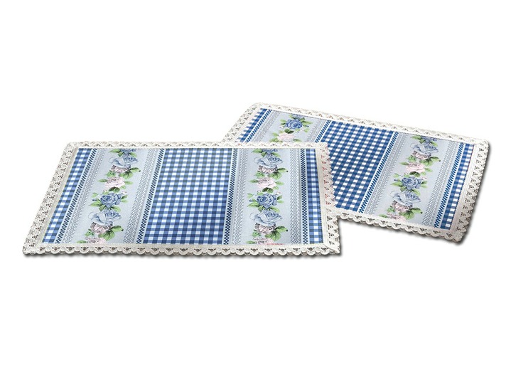 Tischdecken - Pflegeleichte Wachstuch-Tischserie in Landhaus-Optik, in Größe 110 (Tischdecke, 110/140 cm) bis 180 (Mitteldecke, 80/ 80 cm), in Farbe BLAU Ansicht 1