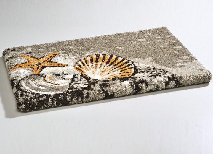 Badgarnituren - GRUND Badgarnitur mit rutschhemmender Latex-Rückseite, in Größe 100 (Vorleger halbrund, 50x 80 cm) bis 112 (Deckelbezug mit Kordel, 47x 50 cm), in Farbe SAND Ansicht 1