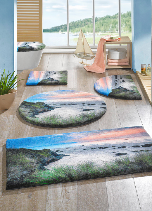 Badgarnituren - Badgarnitur mit rutschhemmender Latex-Rückseite, in Größe 100 (Vorleger halbrund, 50/ 80 cm) bis 112 (Motiv-WC-Deckelbezug, 47/ 50 cm), in Farbe  Ansicht 2